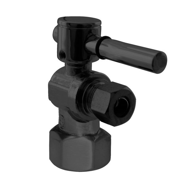 Westbrass Angle Stop, 1/2" IPS x 3/8" OD, 1/4-Turn Lever Handle in Matte Black D103BL-62